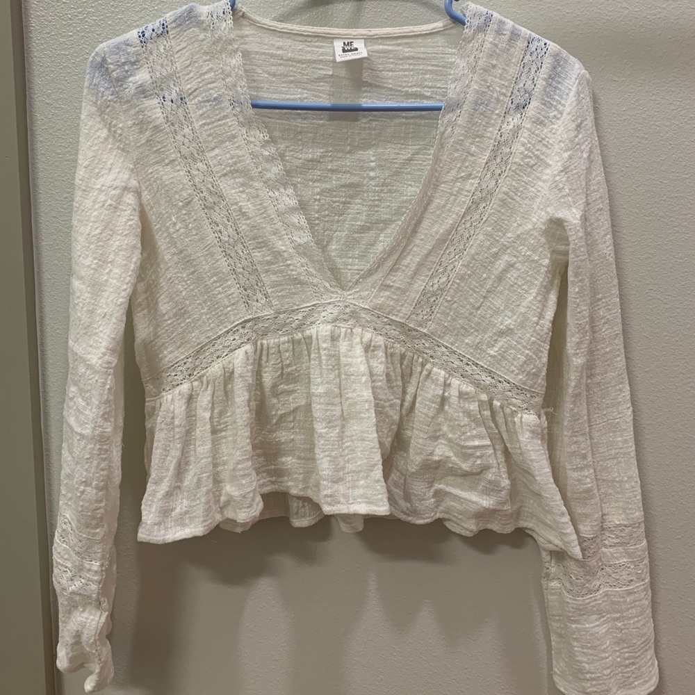 White long sleeve blouse size XS